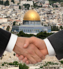 Shaking hands over Jerusalem