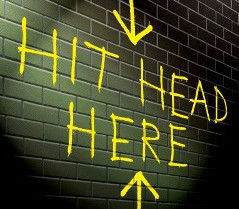 Wall indicating place to hit your head