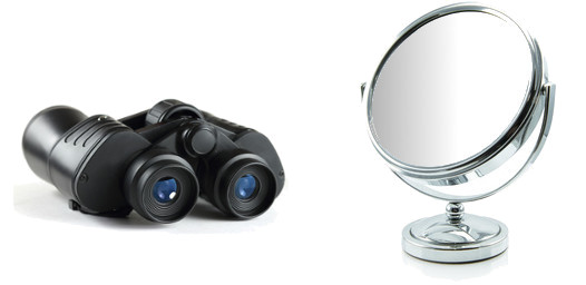 Binoculars and mirror