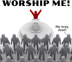 Leader demanding worship of crowd