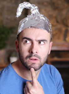 Man wearing a tinfoil hat