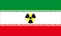 Iranian flag with nuke symbol