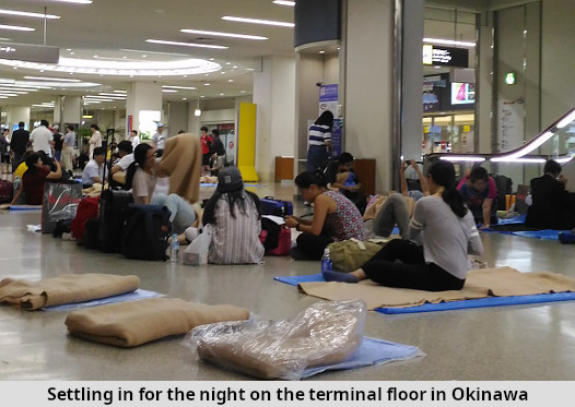 Passengers on terminal floor