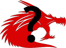 Red dragon with question mark