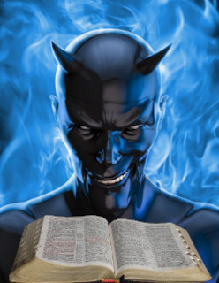 Satan reading the Bible