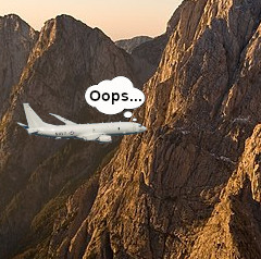 Plane flying into mountain