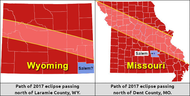 Eclipse path over Wyoming and Missouri