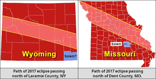 Eclipse path over Wyoming and Missouri