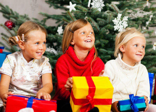 Kids with Christmas gifts